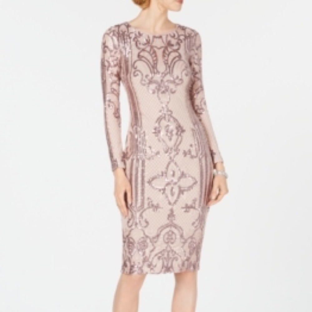 Betsy & Adam Pink Patterned Midi Dress